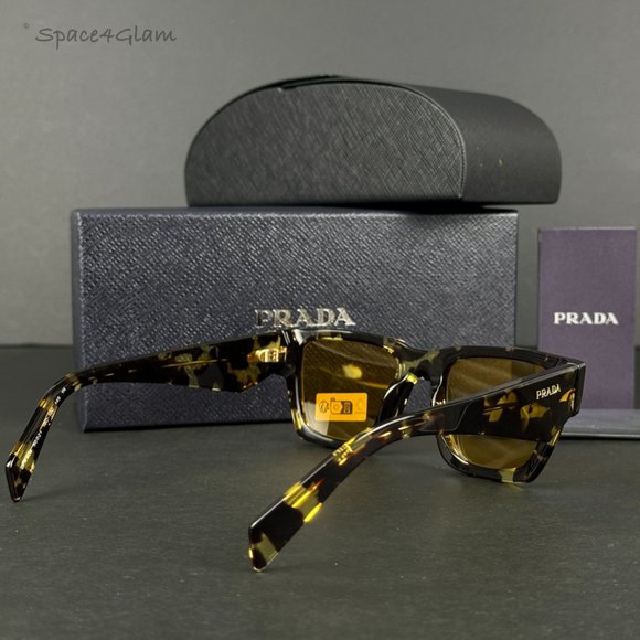 Prada PRA06S 16O10C Tortoise Black Malt Yellow  Square Unisex Sunglasses PR A06S - Picture 6 of 11